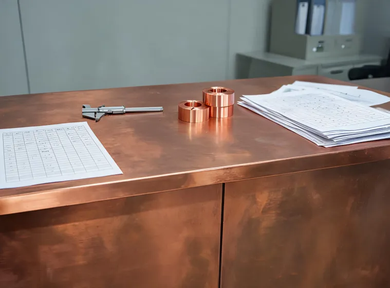 Copper stock list and material data desk